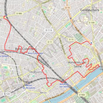 Itinéraire Coulée verte de Colombes, distance, dénivelé, altitude, carte, profil, trace GPS