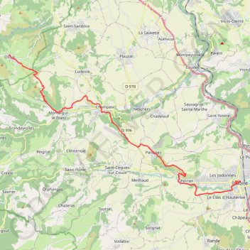Itinéraire La Via Arverna (Olloix - Issoire), distance, dénivelé, altitude, carte, profil, trace GPS