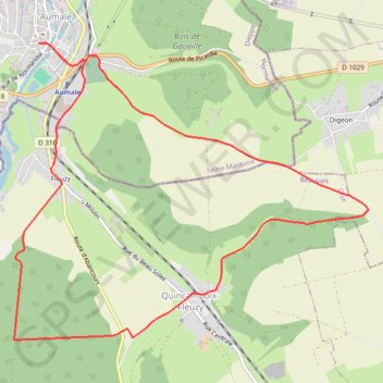 Itinéraire Le beau soleil - Aumale, distance, dénivelé, altitude, carte, profil, trace GPS