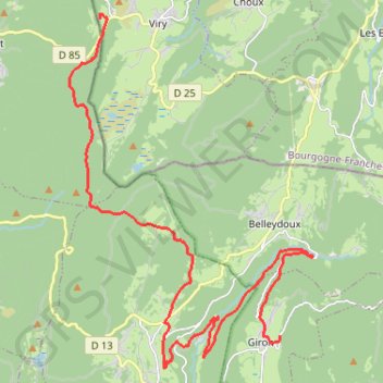 Itinéraire Giron - Viry, distance, dénivelé, altitude, carte, profil, trace GPS