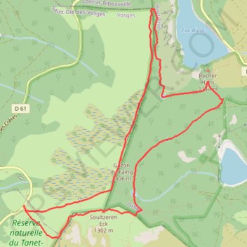 Itinéraire Le gazon du Faing - Le Valtin, distance, dénivelé, altitude, carte, profil, trace GPS