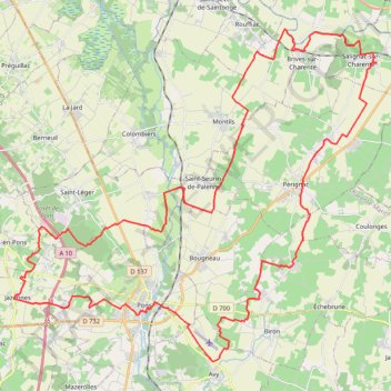Itinéraire Salignac sur Charente gravel et vtt 65 kms, distance, dénivelé, altitude, carte, profil, trace GPS