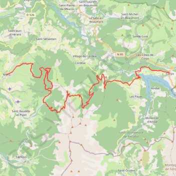 Itinéraire j3-trieves-corps-mens, distance, dénivelé, altitude, carte, profil, trace GPS