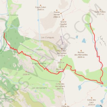 Itinéraire Vallée des Merveilles par le pont du Countet, distance, dénivelé, altitude, carte, profil, trace GPS
