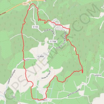 Itinéraire Mégiers - Charavel - Sabran, distance, dénivelé, altitude, carte, profil, trace GPS