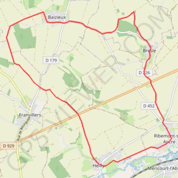 Itinéraire Le circuit des Celtes - Ribemont, distance, dénivelé, altitude, carte, profil, trace GPS