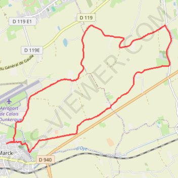 Itinéraire Marck - Oye Plage, distance, dénivelé, altitude, carte, profil, trace GPS