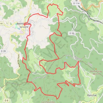 Itinéraire Rando de la Forêt - Belmont-de-la-Loire, distance, dénivelé, altitude, carte, profil, trace GPS