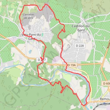 Itinéraire Pont du Gard et Gardon, distance, dénivelé, altitude, carte, profil, trace GPS