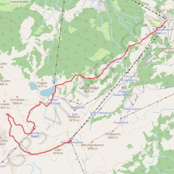 Itinéraire Flumserberg, distance, dénivelé, altitude, carte, profil, trace GPS