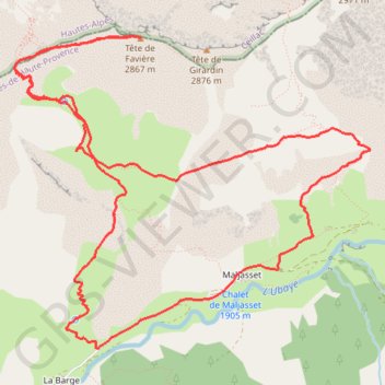 Itinéraire Maljasset - Col Girardin, distance, dénivelé, altitude, carte, profil, trace GPS