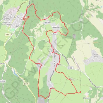 Itinéraire Parmilieu (01)-Le sentier des pierres, distance, dénivelé, altitude, carte, profil, trace GPS
