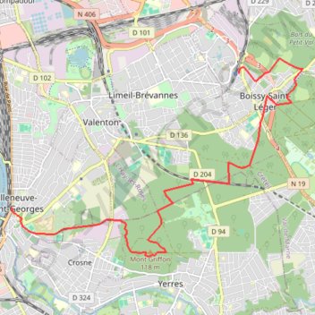 Itinéraire De Villeneuve Saint-Georges à Boissy-Saint-Léger, distance, dénivelé, altitude, carte, profil, trace GPS