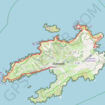 Itinéraire Ouessant J1, distance, dénivelé, altitude, carte, profil, trace GPS
