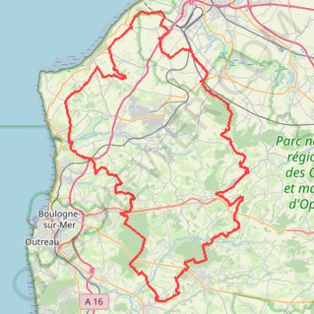 Itinéraire Tour du Boulonnais (Pas-de-Calais), distance, dénivelé, altitude, carte, profil, trace GPS