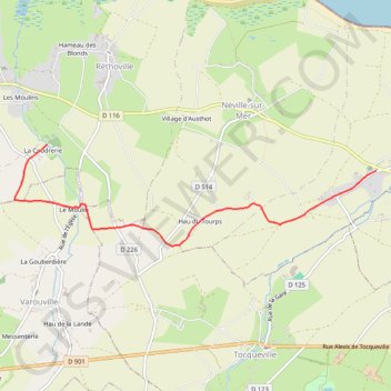 Itinéraire Etape 3 - GOUBERVILLE à RETHOVILLE (Moulin Ravenel), distance, dénivelé, altitude, carte, profil, trace GPS