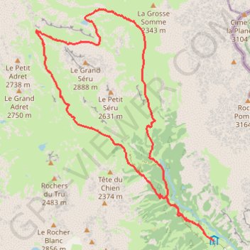 Itinéraire Tour du Grand Seru (Thabor coté I Re Magi), distance, dénivelé, altitude, carte, profil, trace GPS