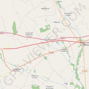 Itinéraire Carrion De Los Condes - Calzadilla, distance, dénivelé, altitude, carte, profil, trace GPS