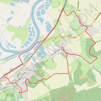 Itinéraire Koenigsmacker, distance, dénivelé, altitude, carte, profil, trace GPS