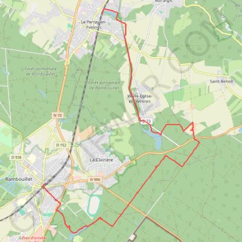 Itinéraire Rambouillet - 3 étangs - Part 1, distance, dénivelé, altitude, carte, profil, trace GPS