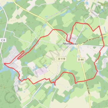 Itinéraire Montereau, distance, dénivelé, altitude, carte, profil, trace GPS