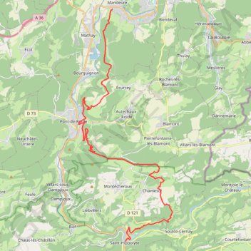 Itinéraire Grandes Traversées du Jura - Le Pays de Montbéliard, distance, dénivelé, altitude, carte, profil, trace GPS