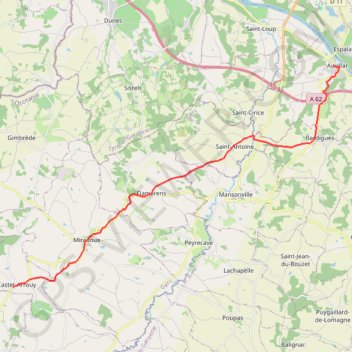 Itinéraire Auvillar - Castet-Arrouy, distance, dénivelé, altitude, carte, profil, trace GPS
