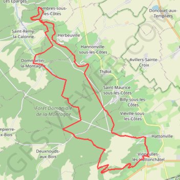 Itinéraire 19 - Les Eparges, distance, dénivelé, altitude, carte, profil, trace GPS