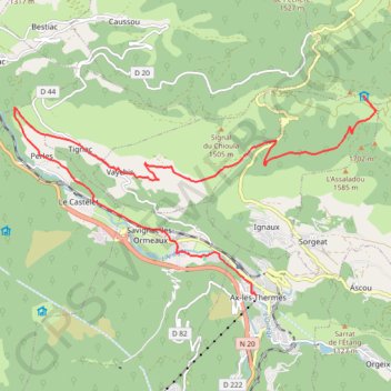 Itinéraire Ax-les-Thermes - Refuge de la Chioula (Grande Traversée), distance, dénivelé, altitude, carte, profil, trace GPS