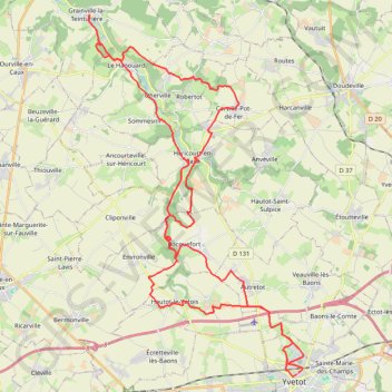 Itinéraire Montagne de la Durdent - Yvetot, distance, dénivelé, altitude, carte, profil, trace GPS