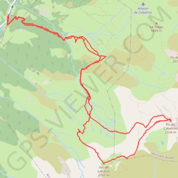 Itinéraire Pic du Cabaliros, Tuc de Labasse depuis Estaing, distance, dénivelé, altitude, carte, profil, trace GPS