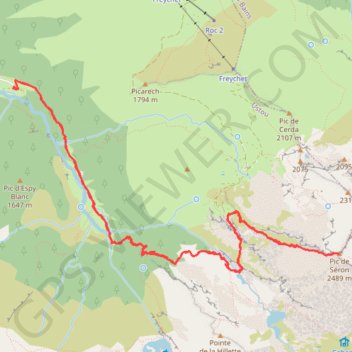 Itinéraire Pic de Séron, distance, dénivelé, altitude, carte, profil, trace GPS