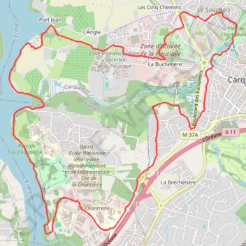 Itinéraire Carquefou, distance, dénivelé, altitude, carte, profil, trace GPS