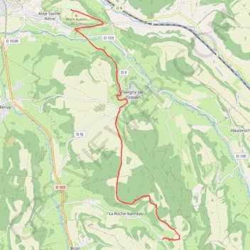 Itinéraire Clirey - Alésia, distance, dénivelé, altitude, carte, profil, trace GPS