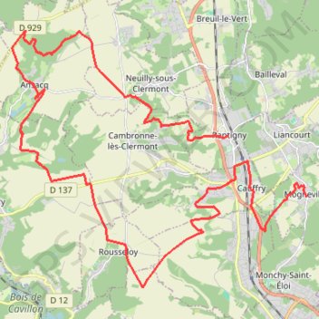 Itinéraire Au départ de Rantigny, distance, dénivelé, altitude, carte, profil, trace GPS