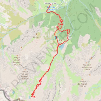 Itinéraire Dahu de Sabarnui - Lago di San Bernolfo - Lago di Mezzo, distance, dénivelé, altitude, carte, profil, trace GPS