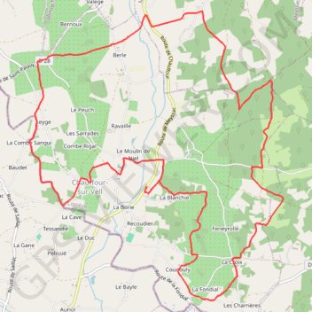 Itinéraire Aux confins du Quercy - Chauffour-sur-Vell - Pays de la vallée de la Dordogne Corrézienne, distance, dénivelé, altitude, carte, profil, trace GPS