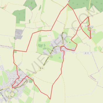 Itinéraire Des Marliches au Moulin Brunet - Villers-Outréaux, distance, dénivelé, altitude, carte, profil, trace GPS