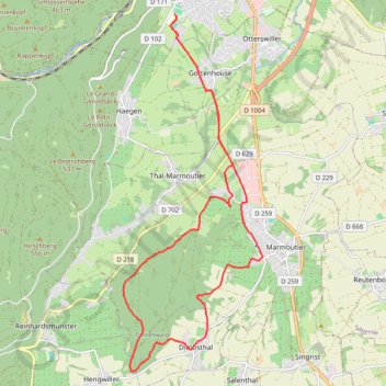 Itinéraire Saverne Marmoutier, distance, dénivelé, altitude, carte, profil, trace GPS