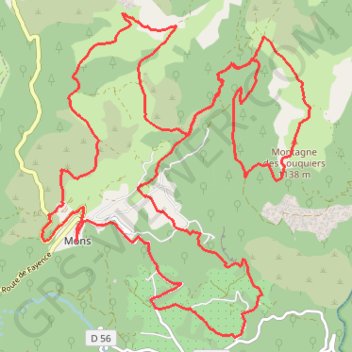 Itinéraire Mons Mont des Louquiers, distance, dénivelé, altitude, carte, profil, trace GPS