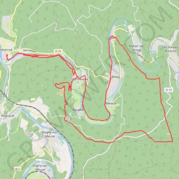 Itinéraire Monthermé - Naux, distance, dénivelé, altitude, carte, profil, trace GPS