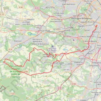 Itinéraire Des portes de Paris à la vallée de Chevreuse, distance, dénivelé, altitude, carte, profil, trace GPS