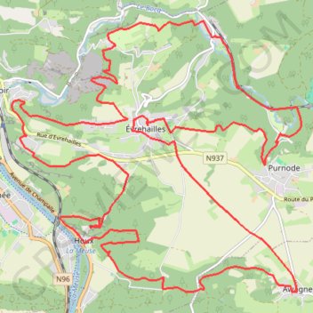 Itinéraire Evrehailles, distance, dénivelé, altitude, carte, profil, trace GPS