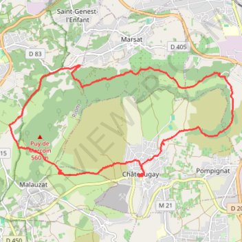 Itinéraire Les coteaux du plateau de Lachaud - Châteaugay, distance, dénivelé, altitude, carte, profil, trace GPS