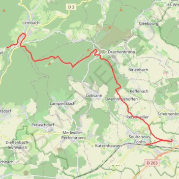 Itinéraire Soultz-sous-Forêt - Mattstall par le GR 531, distance, dénivelé, altitude, carte, profil, trace GPS