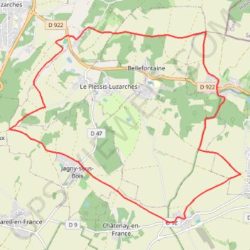Itinéraire En Pays de France, distance, dénivelé, altitude, carte, profil, trace GPS