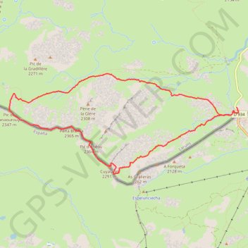 Itinéraire Pic de Canaourouye et Pic d'Anéou, distance, dénivelé, altitude, carte, profil, trace GPS