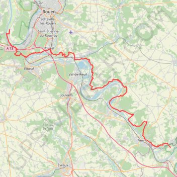 Itinéraire GR2 De Gommecourt (Yvelines) à Saint Pierre-de-Manneville (Seine-Maritime), distance, dénivelé, altitude, carte, profil, trace GPS