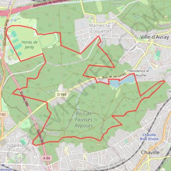 Itinéraire Forêt de Fausses Reposes, distance, dénivelé, altitude, carte, profil, trace GPS