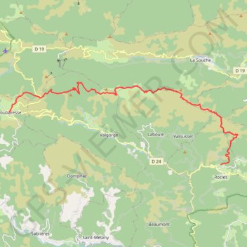 Itinéraire TN J3 Loubaresse-Rocles-20110395, distance, dénivelé, altitude, carte, profil, trace GPS